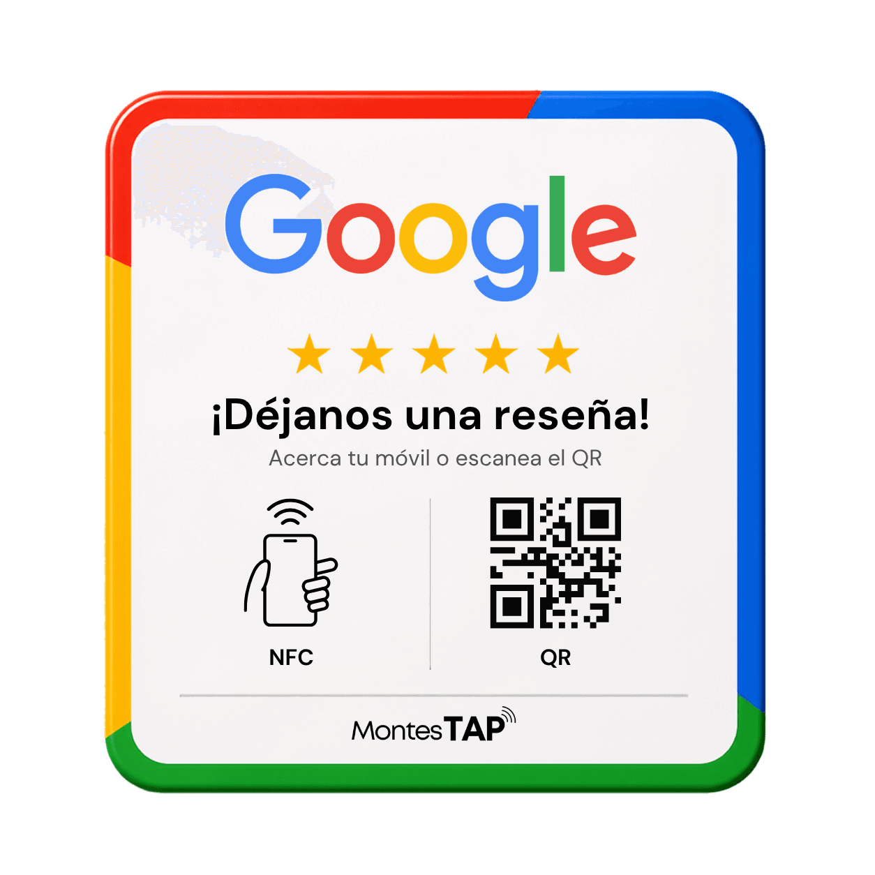 Placa Epoxy NFC + QR de MontesTAP para reseñas de Google